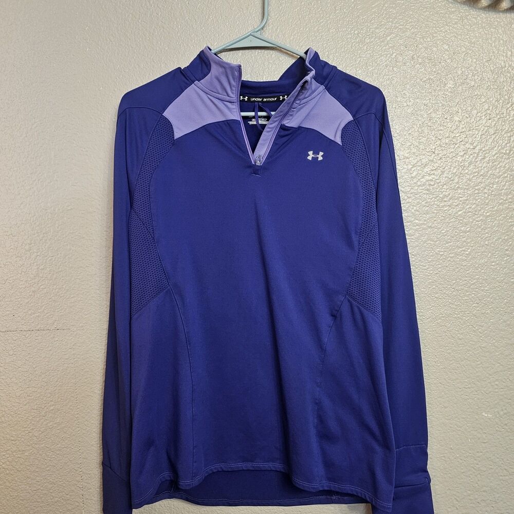 Under Armour ColdGear 1/4 Zip Pullover Shirt Purple Lavender XL Athleisure HH873